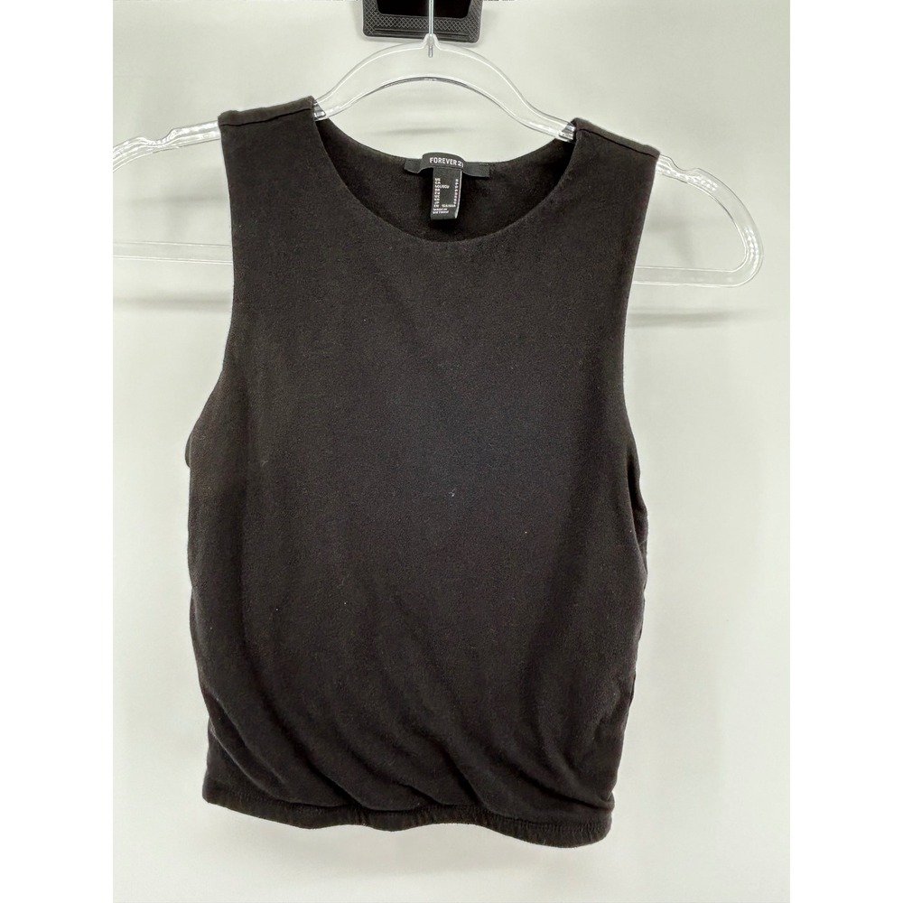 Forever 21 Womens Black Sleeveless High Neck‎ Crop Top Tank Small